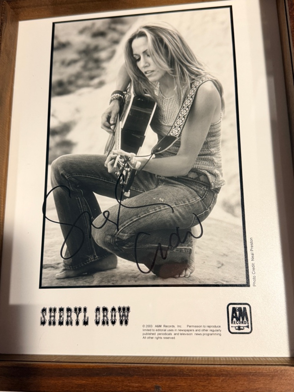 Sheryl Crow Signed 8x10–Neal Preston Photo–Gifted from her Grayton Beach,FL Home